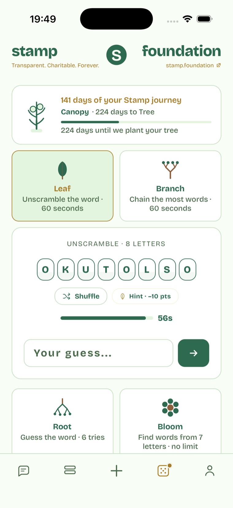 Five minutes, if you want them, shown on an iPhone
