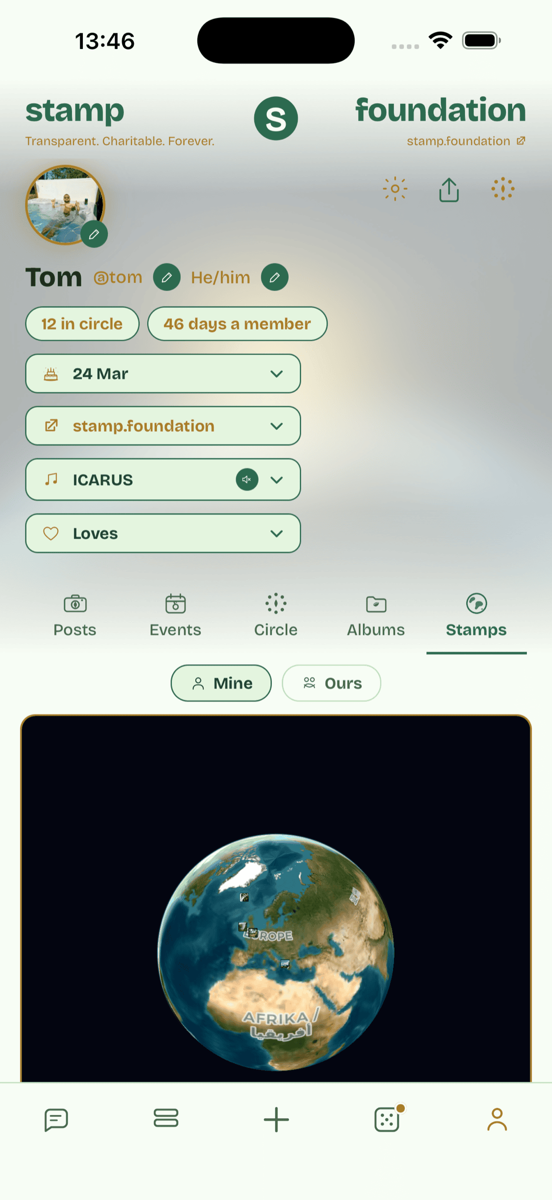 Your posts collected on your own personal globe.